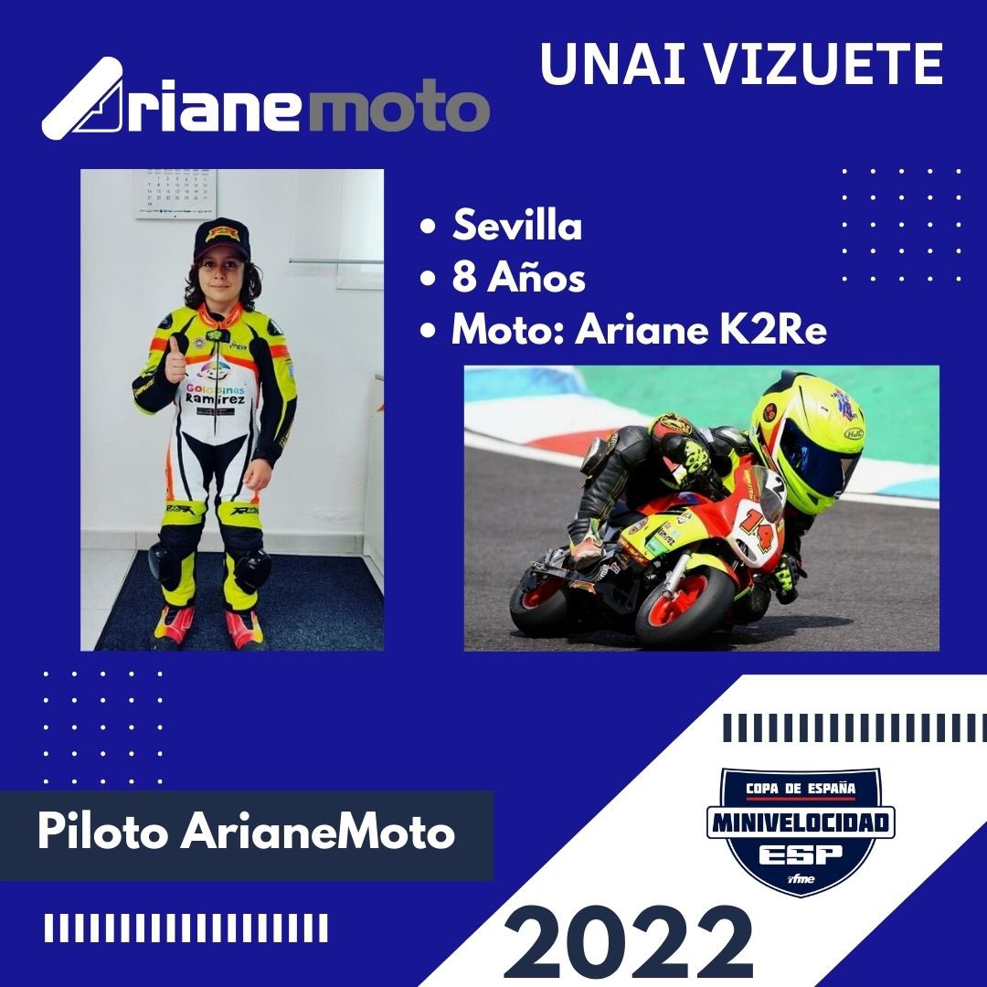 ArianeMotoMC's tweet photo. Hoy os presentamos a Unai Vizuete Bandera, que con 8 años afrontará el Campeonato de España de eléctricas. El talentoso piloto sevillano de Almensilla será uno de los primeros pilotos en competir en esta modalidad en toda España #K2Re #ArianeMoto #MinivelocidadE https://t.co/RXqNFw4TT0