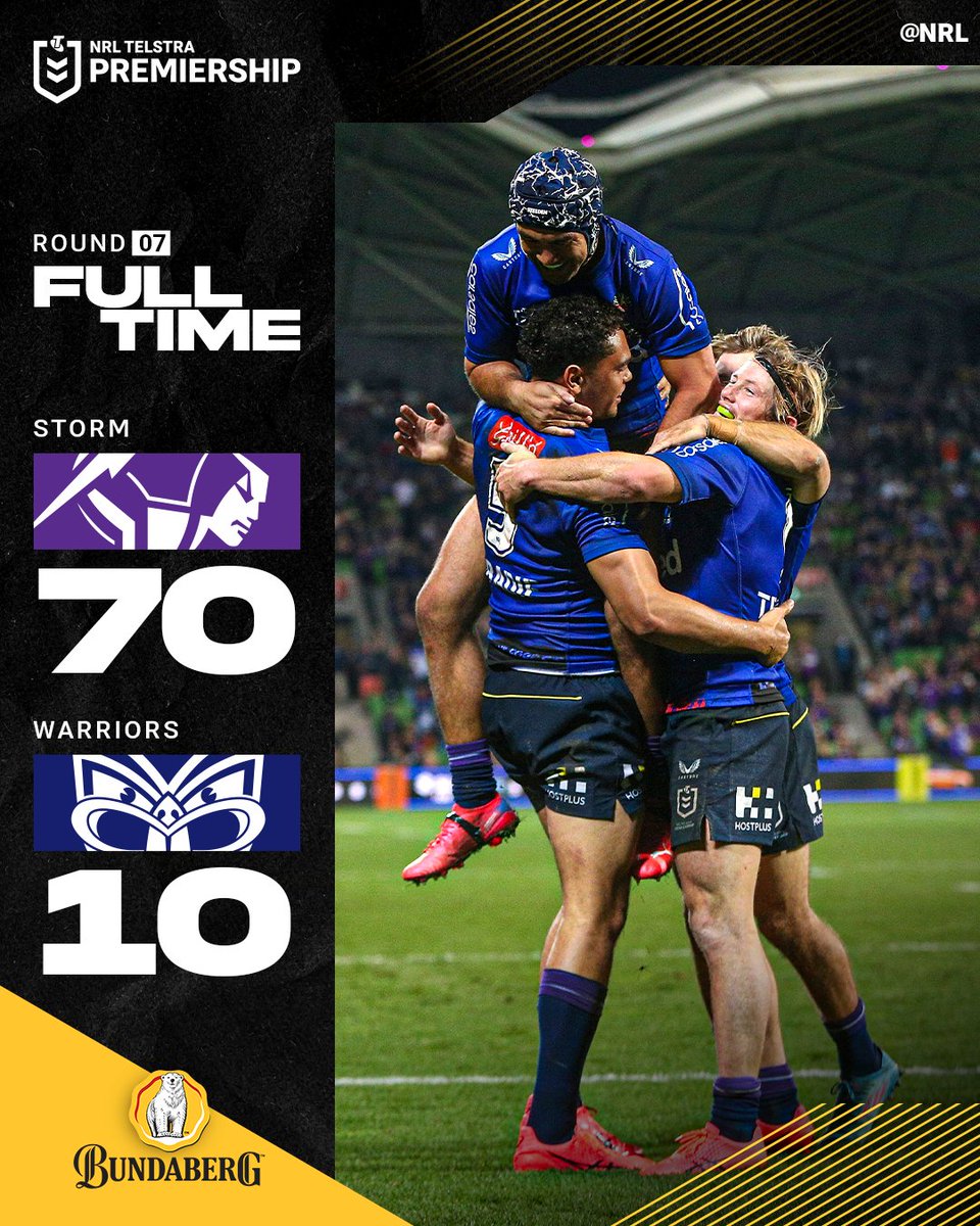 NRL's tweet photo. SEVENTY. 🤯

#NRLStormWarriors @bundabergrum https://t.co/t41mbRz4sR