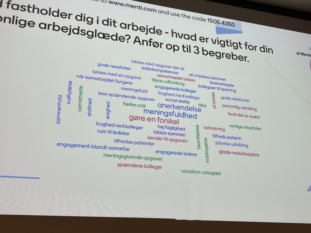 kristensenps's tweet photo. Hvad er vigtigt for dig - og for din arbejdsglæde? #meningsfuldhed #samarbejde #anerkendelse driver lederne❤️ #sundpol #patient22 https://t.co/u3U67vBuea