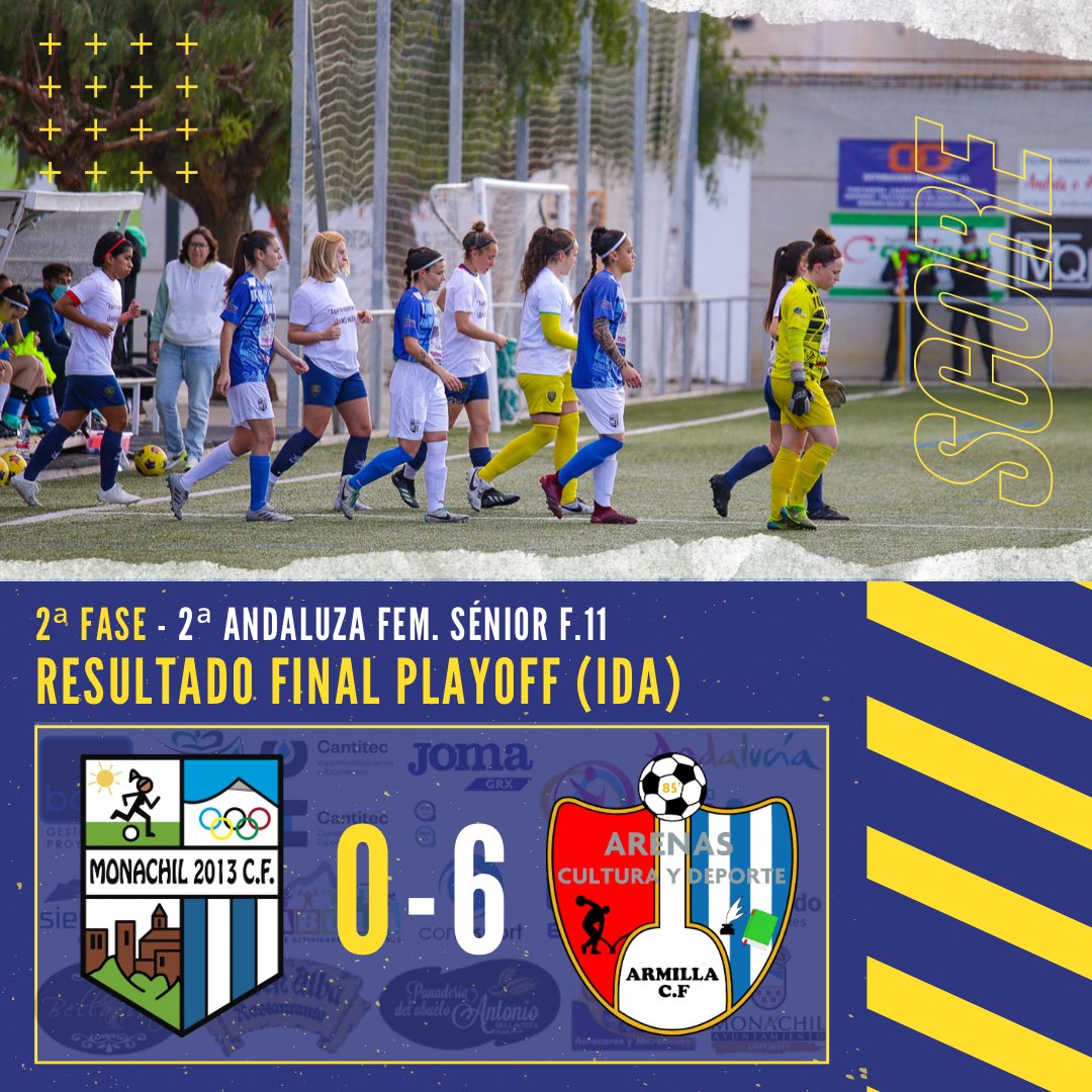 RESULTADO
🏆 IDA FINAL PLAY OFF - 2ª Andaluza Femenina Sénior Fútbol 11 (Granada-Jaén)
⚽ Monachil 2013 CF 0-6 <a href="/ArenasArmillaFe/">ArenasArmilla CD Fem</a> 

😂😂😂
#monachil2013cf #seguimoscreciendo