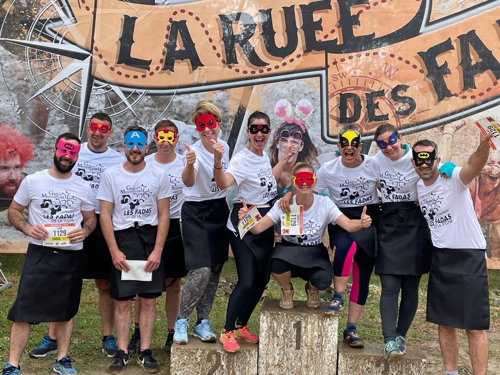 GdMontpellier's tweet photo. Ils l’ont fait !! 🦾
Les vignerons les + fadas des Grés de Montpellier ont relevé le défi de la course la + déjantée de France @RueeDesFadas 
🤘Bravo @Vins_Blanville @MASDUNOVI @DArbousier Domaine d’Isnard, Domaine de la Triballe @DurandO92771070 @IsaVermorel https://t.co/gKTZrNlvzi