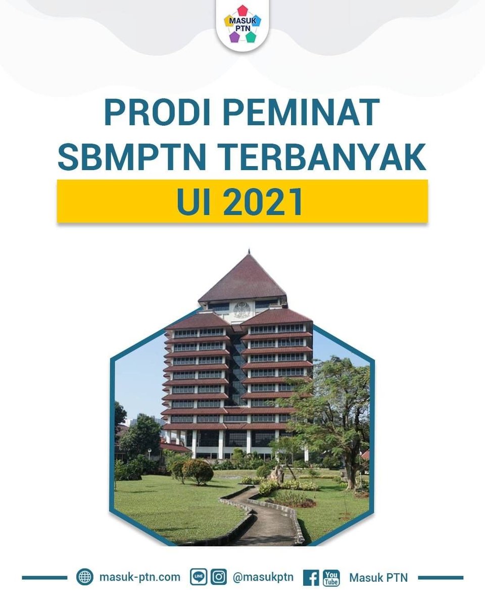 masukptn_com's tweet photo. Halo #PejuangPTN !!
Siapa nih yang ingin kuliah di UI? Berikut ini prodi dengan peminat SBMPTN terbanyak di Universitas Indonesia tahun 2021. Semoga bermanfaat 😊
Jangan lupa like dan share ke teman-temanmu yaa 😉
#ui #masukui #uimasukptn #infomasukptn #sbmptn #sbmptnmasukptn https://t.co/cw1DusKKVU