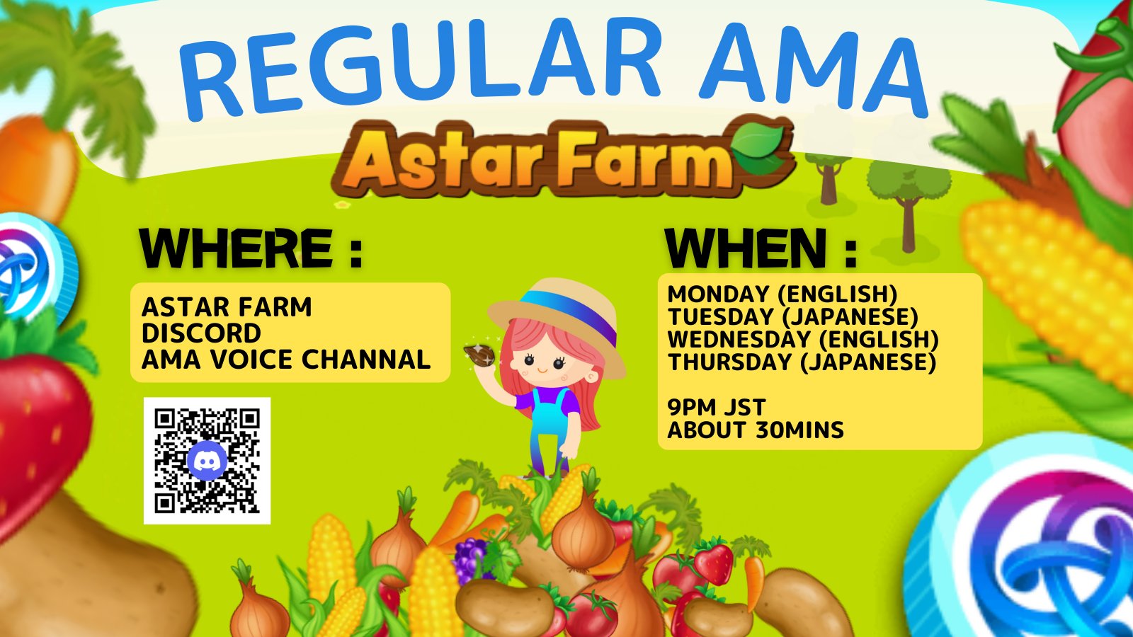 Astarfarm Today We Re Hosting Our First Regular English Ama On Discord At 9pm Jst 12pm Gmt 10 People Will Be Drawn To Win A Beta Whitelist From Astar Farm 1 Like
