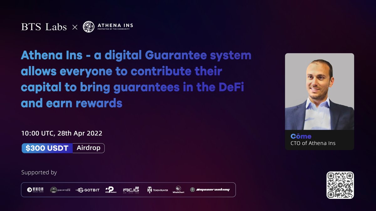 btslabs_global's tweet photo. BTS Labs #AMA session with @Athenains_off on 28th Apr at 10:00 UTC in BTS Labs community: https://t.co/MWRVTvmM5u

🎁Win $300 USDT
1. RT &amp; Tag 3 friends
2. Follow @Athenains_off @btslabs_global @BTS_Ventures
3. Join Discord: https://t.co/QtKgwsSV9I
4. Cmt below with your question https://t.co/az8EP6hm2m