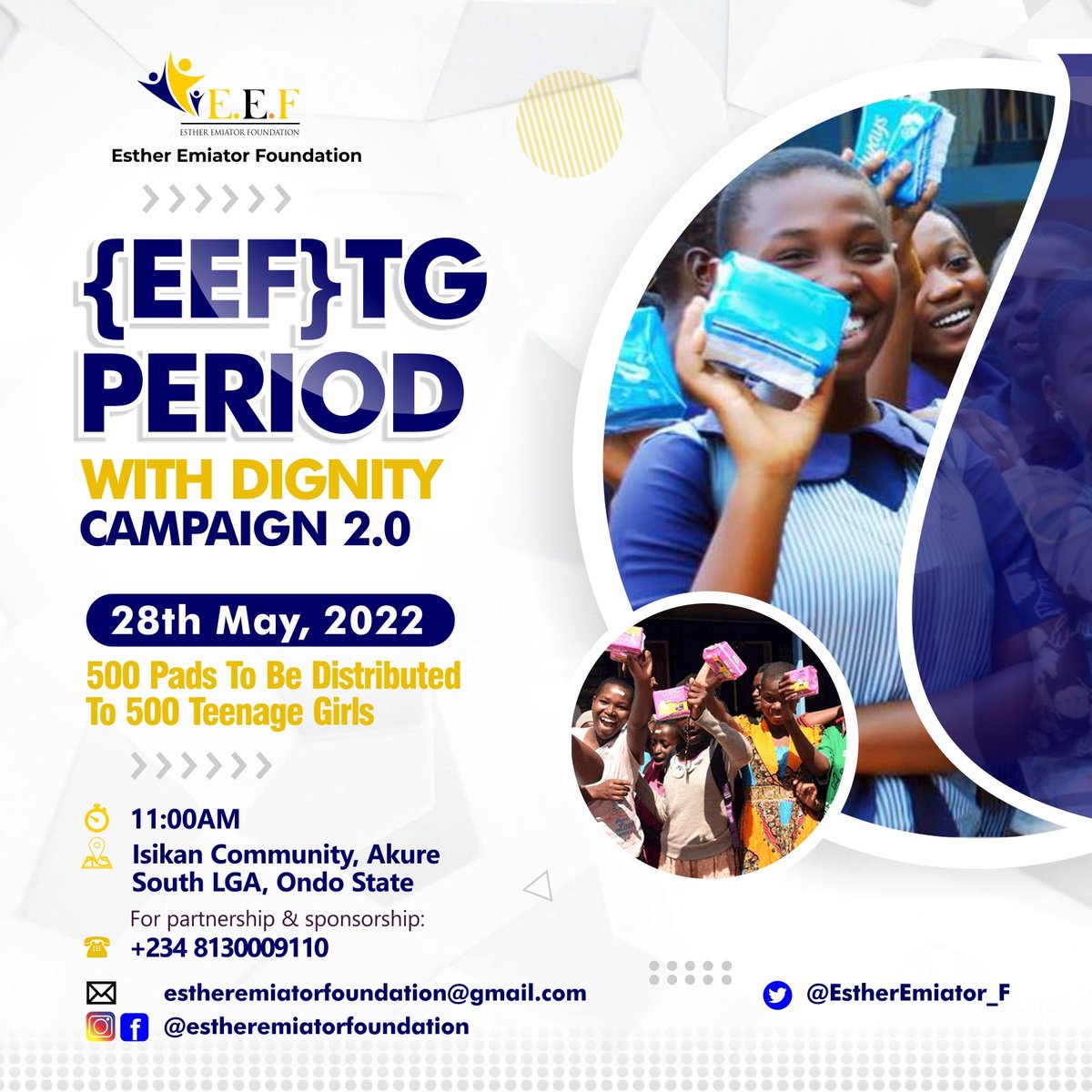 EstherEmiator_F's tweet photo. Educating girls on menstrual hygiene management has become very necessary as it helps them to be prepared for their first period, increases their self esteem, empowers them to care for themselves in brand new ways that will ensure cleanness and prevent them from infections .../1 https://t.co/hVqCpcqXSa