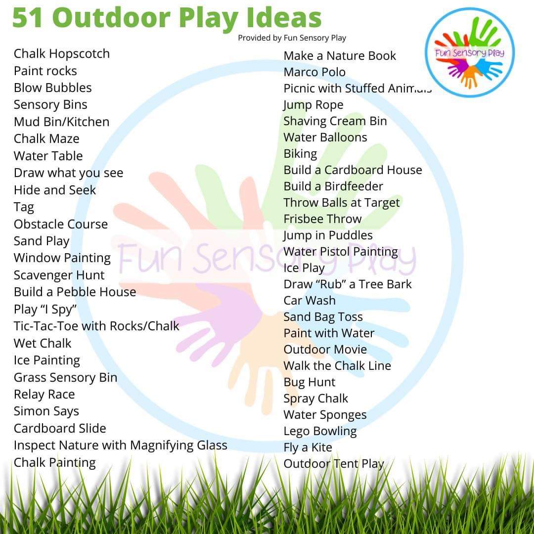It's that time of year to find find the bin of materials for spending time outdoors! #natureplay #familyfirst #learningthroughplay Fun Sensory Play