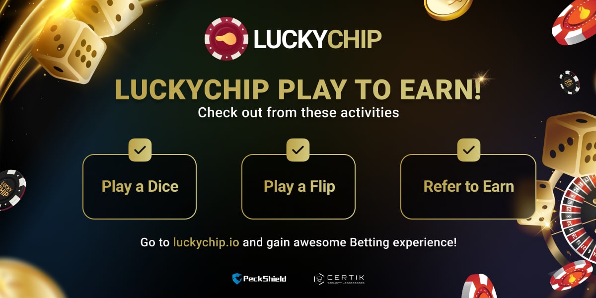 LuckyChip_io's tweet photo. 📣LUCKYCHIP GAMEPLACE 🎰

❗Enjoy Amazing P2E Casino games and earn from all $LC in-game activities 🎮

🎲 DICE &amp; FLIP GAMES
✅ FARM &amp; BANK
✅ REFERRAL CAMPAIGN
🎰 DAILY LOTTERY

ULTIMATE casino experience awaits you...

🌐 Visit https://t.co/UbQwXgJ4ne

#P2E #Stake #Lottery #LC https://t.co/jzyheaOOKp