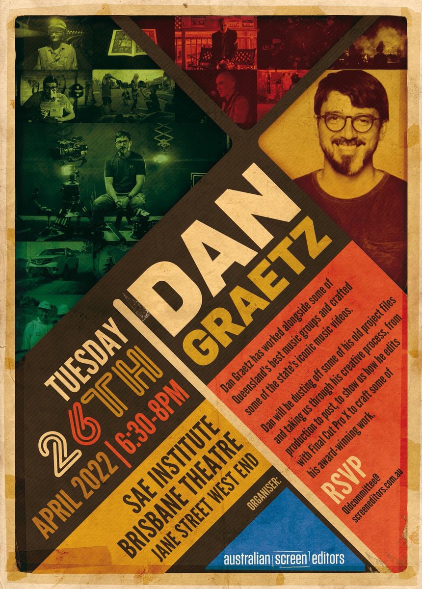 graetzy's tweet photo. Tomorrow night I’ll be deploying my complete lack of formal training and a healthy dose of imposter syndrome at this Australian Screen Editors event. If you’re a fan of edit timelines that look like they’ve been put through a wood chipper, then this one’s for you. https://t.co/7vnPxVgaji