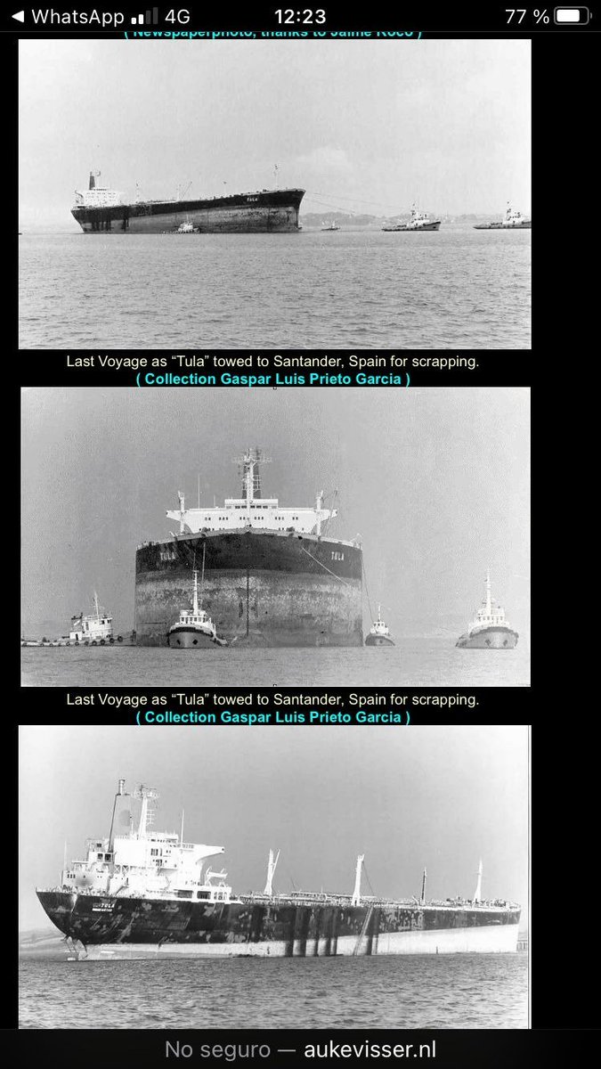 NatxoMadariaga's tweet photo. El último viaje del Tula, llegando a Santander, se dirigía al desguace. Este buque lo metió mi difunto abuelo, era práctico mayor del puerto de Santander. Aún recuerdo cómo me lo contaba. 🚢⚓️ @navedelmisterio #Tula #PoderMilenario #Buques #CuadernoDeVítacora https://t.co/uB0peU1O6y
