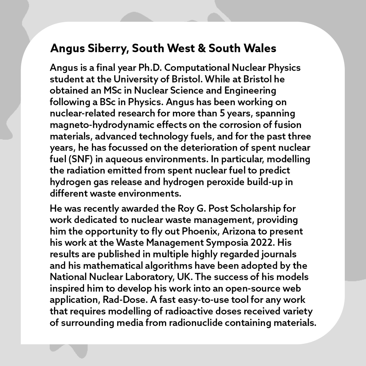 IOM3_SECG's tweet photo. Angus Siberry (South West & South Wales) - ‘Radiation through matter: A geometrical understanding of energy deposition’ #WEMMA
Register to attend at https://t.co/UoOEo9jcIK #YPLC2022 @ArmourerBrasier @RoyceInstitute @MIMinE63787185 @Eastmidmatsoc @iom3 https://t.co/MJaS1GXxiI
