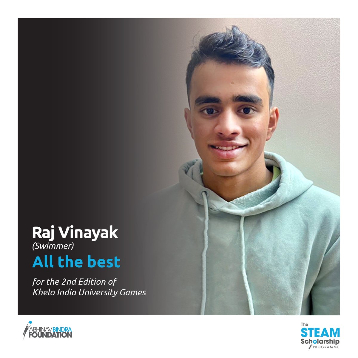 abfoundationind's tweet photo. Another swimmer from our STEAM scholarship programme, Raj Vinayak joins Rudraksh in this year’s @kheloindia University Games🔥 https://t.co/Swd5ATZawa