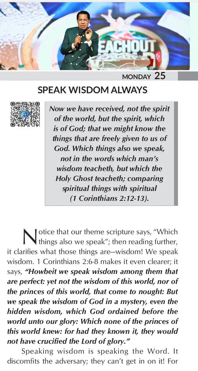 SPEAK WISDOM ALWAYS
𝐑𝐞𝐚𝐝 𝐘𝐨𝐮𝐫 𝐑𝐡𝐚𝐩𝐬𝐨𝐝𝐲 𝐓𝐨𝐝𝐚𝐲🤗 
app.rhapsodyofrealities.org/official 
🗓 Monday, 25th  April 2022.
Declare what the Word says concerning you, irrespective of the situation. Affirm your righteousness, health, dominion and oneness with the Lord with boldness