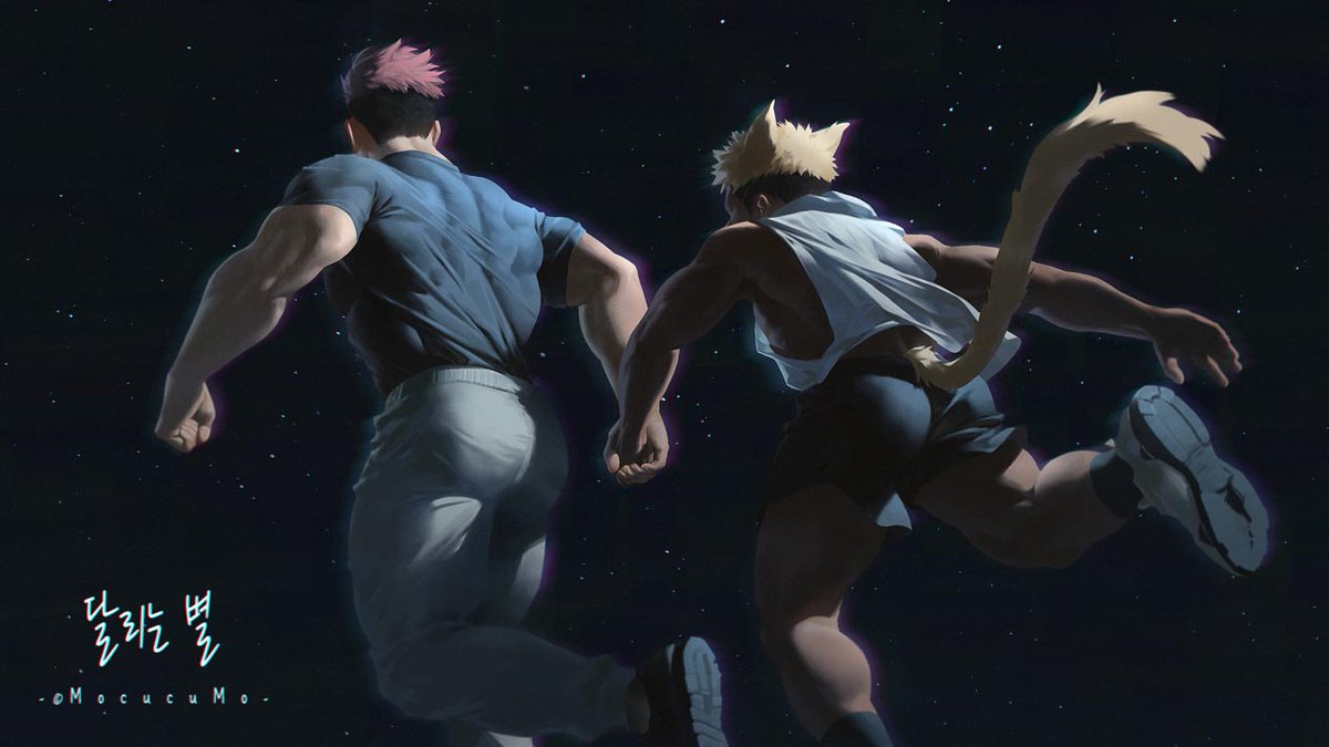 MocucuMo's tweet photo. - Running Stars - 
This drawing of Mastr and his Kitty running was heavily inspired by a scene from the Kdrama Twenty-Five Twenty-One. I love this Kdrama so much, definitely reccomend😁

Buy a print of my work and support me here: 
https://t.co/ZofuXEyfYU https://t.co/06yifqTN4D