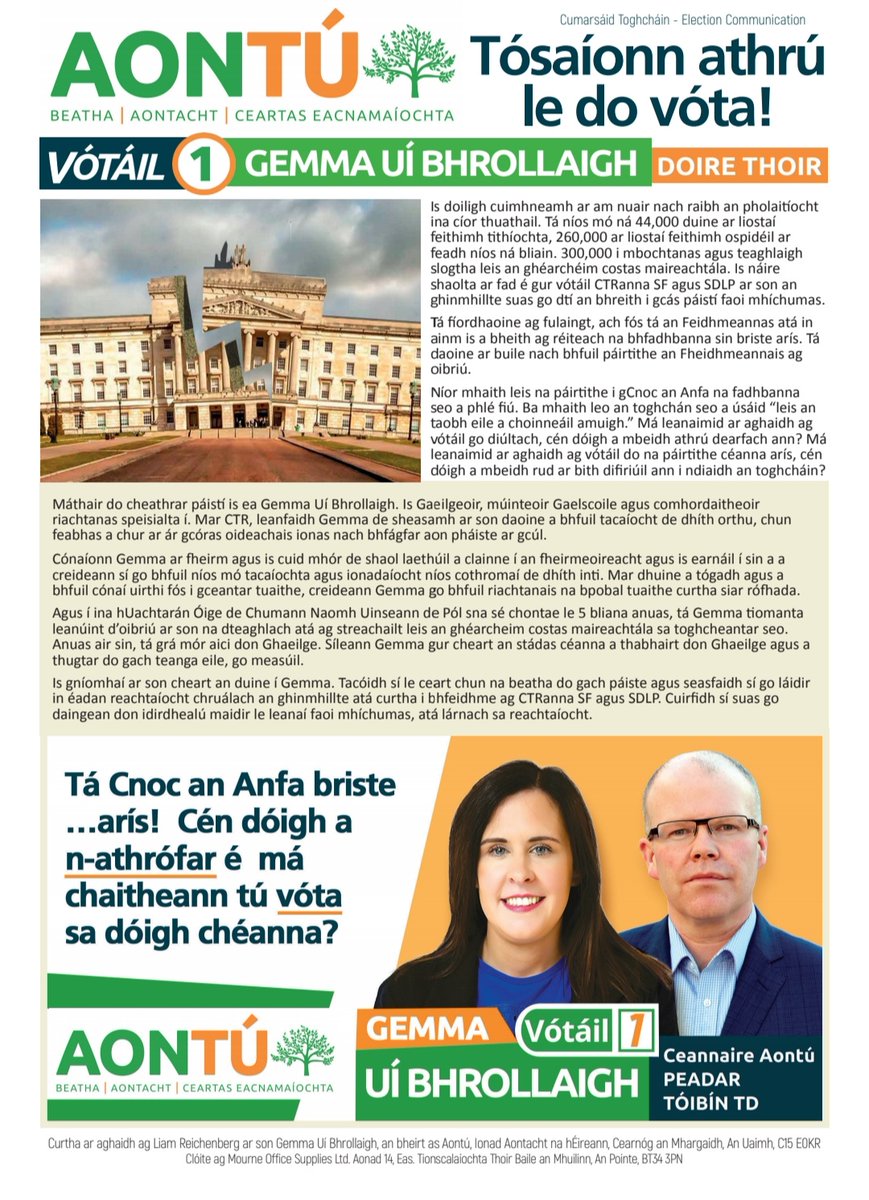 AontuIE's tweet photo. #VótáilAontú1 
#assembly22 
#Gaeilge 
#AchtAnois https://t.co/XHIZzMlnsN