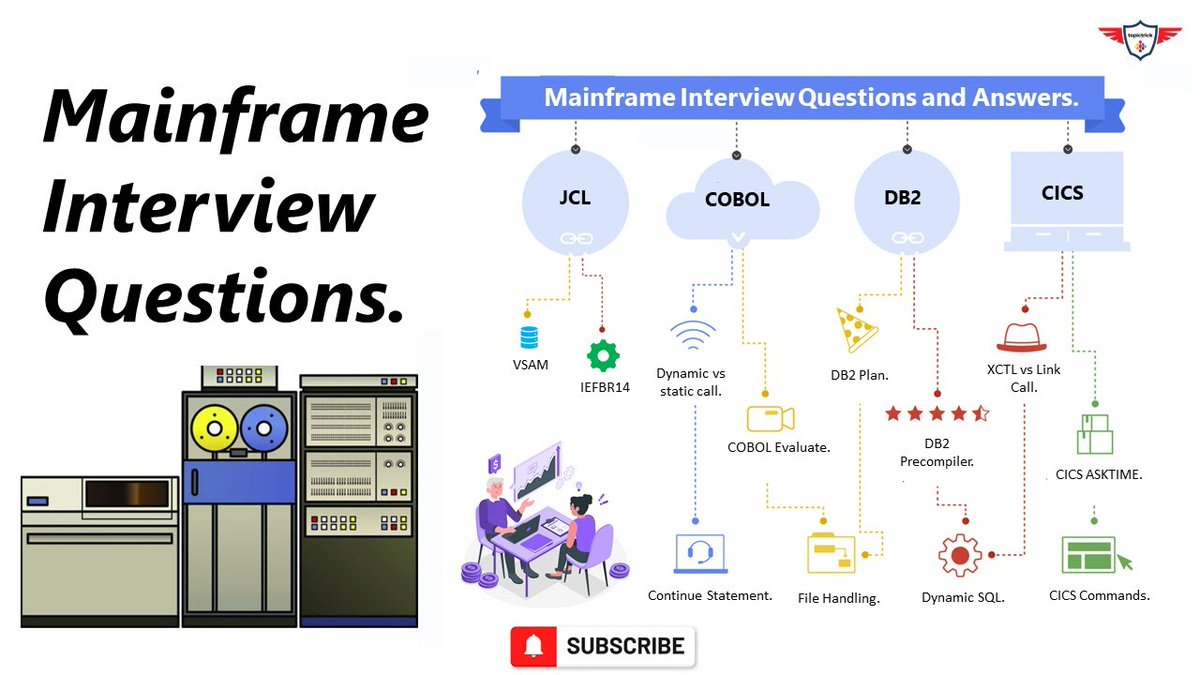 topictrick's tweet photo. The mainframe Interview Questions and answers session is dedicated to the various mainframe technologies such as JCL, COBOL, CICS, VSAM, and DB2. Click the following link: https://t.co/hUaFHodZ8m
#jcl #cobol #db2 #cics #mainframe #interviewquestion #topictrick #jobsinterview https://t.co/JEJUuhhizs