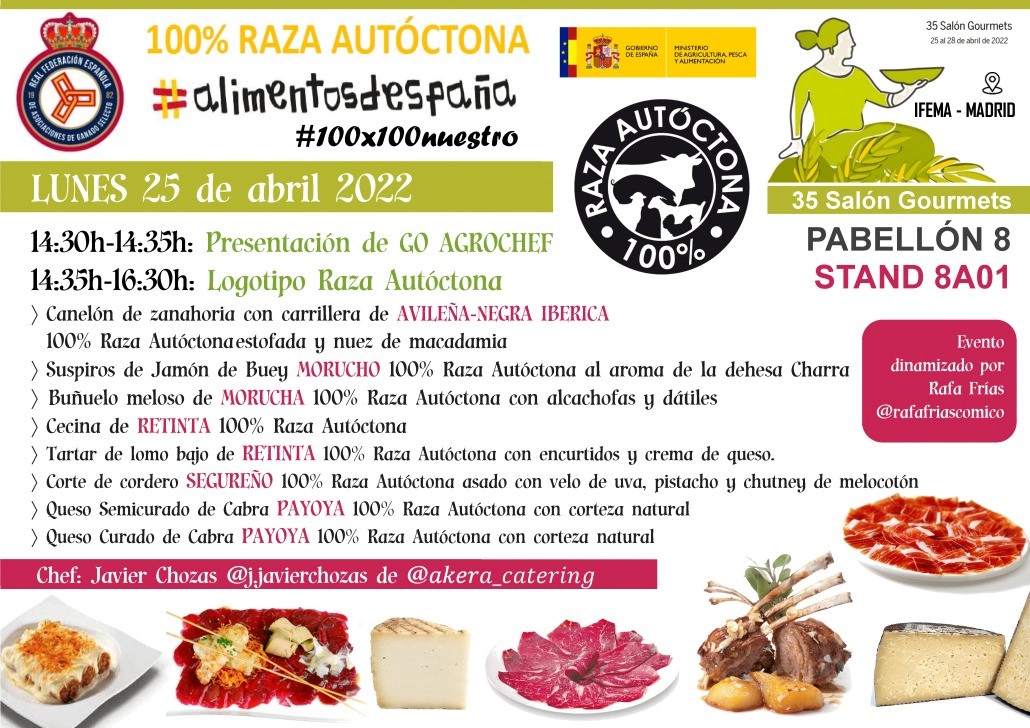Raza_Retinta's tweet photo. hoy en @SalonGourmets, en el pabellón de @Alimentacion_es del @mapagob, de nuevo las #RazasAutóctonas, #100x100nuestro #PatrimonioGenético. Riquísimas preparaciones a cargo del Chef Javier Chozas (@akera_Catering), evento dinamizado por @RafaFriasComico https://t.co/R0NLqxwde3