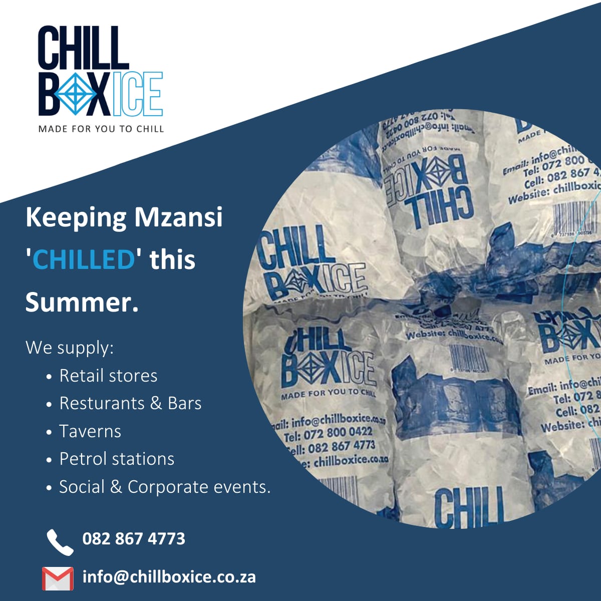 ChillBoxIce's tweet photo. @KasiEconomy Hi, we are Chill Box Ice and we are a B2B business that supplies ice cubes in bulk.

Contact us on this number for orders
📞082 867 4773 
WhatsApp: 076 153 4221
Or find us on all social media platforms. https://t.co/yjBdiMC5J8