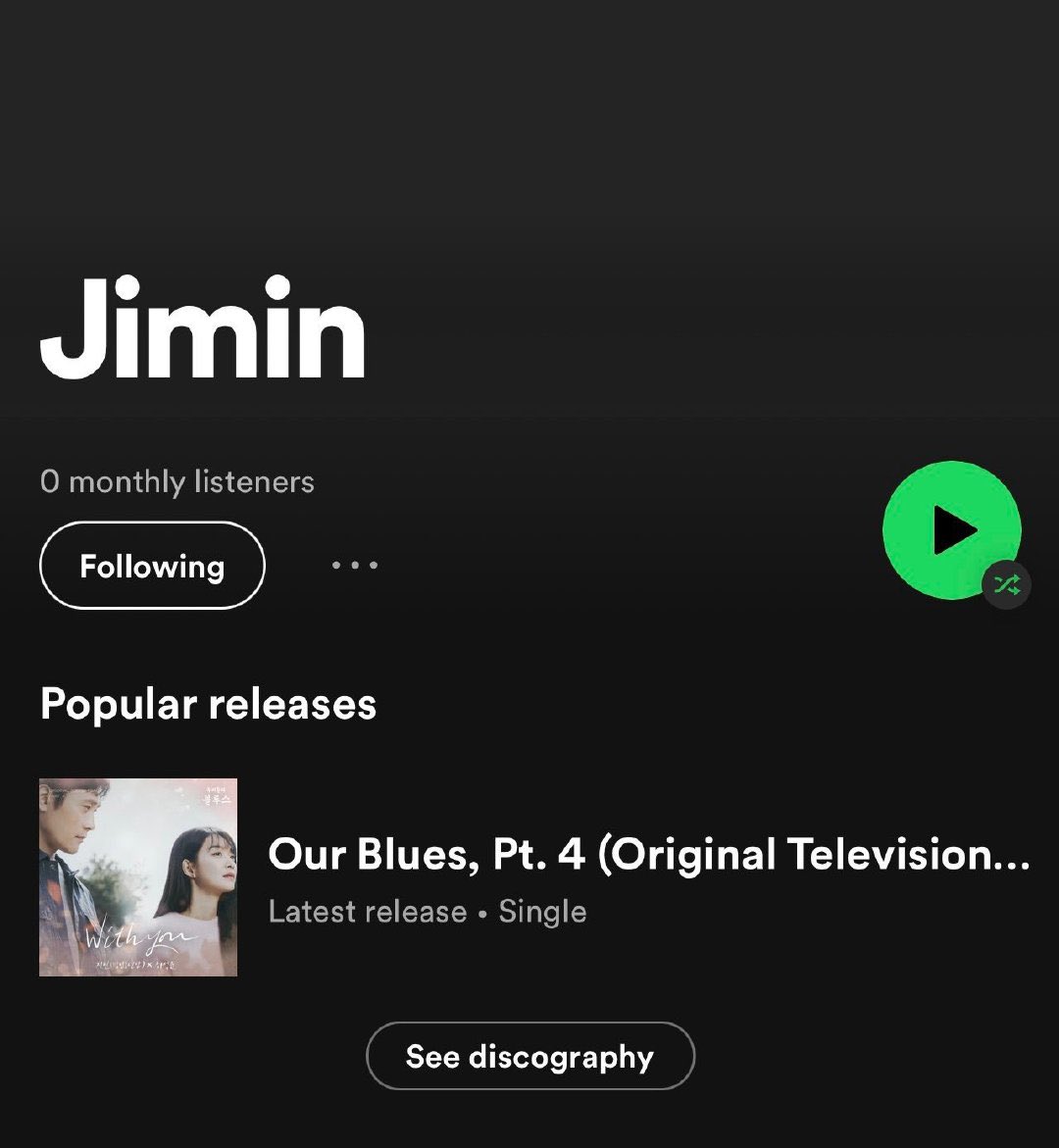 Chen70100272's tweet photo. Hi Spotify, 

We cannot find Jimin's Spotify profile even if you search his name. Also, his profile isn't verified yet. Please fix this issue. Thank you in advance! 
@Spotify
@SpotifyCares https://t.co/9lCsgwh18d