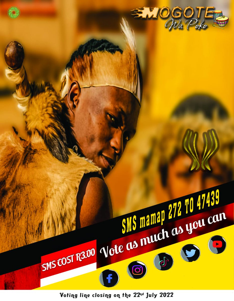 Mogote_SA's tweet photo. Ke tlhopilwe jaaka Mmoki yo o manontlhotlho (Best Poet)kwa Mama Awards. Go ntlhopa tsala. SMS  "mamap 272" to 47439. 
SMS ke R3,vote as much as you can.Supa gore go kwala ga me gona le boleng le moutlwalo o  khethegileng👌🏽NB : VOTING LINE's close 22nd July 2022. Ke a le tshepa ♥️ https://t.co/EqezCfxqrM