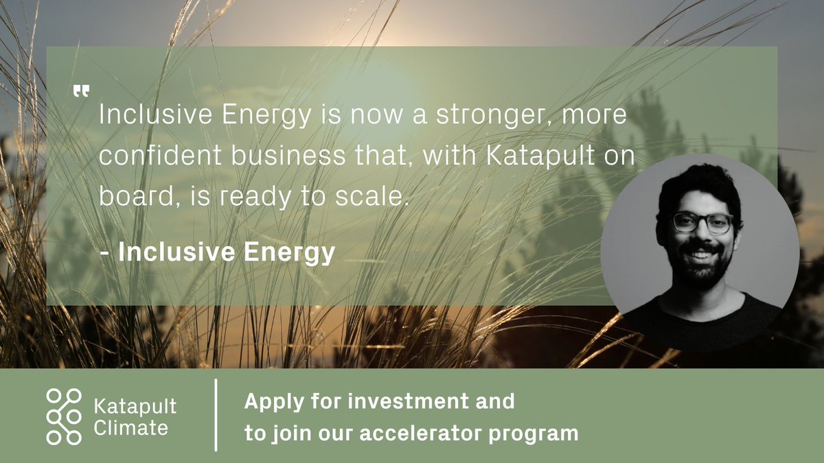 Katapult's ocean and climate accelerator program is now open for applications. If you are an ocean 🌊 or climate 🌱 impact startup, learn what previous startups such as <a href="/EnergyInclusive/">Inclusive Energy</a> thought about our program and apply today: katapultvc.typeform.com/ApplyToKatapult