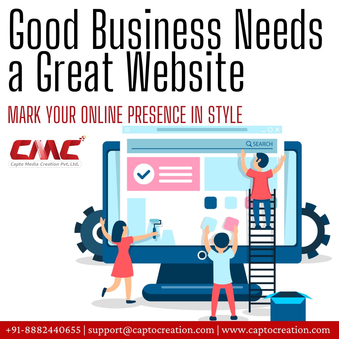 Captomedia's tweet photo. Good Business Needs a Great Website.

Mark your Online Presence in Style.

Contact Us: +91-8882440655
Email: support@captocreation.com
Visit: https://t.co/AcT7vGhhP4
#seo #digitalmarketing #marketing ##searchengineoptimization #webdevelopment #google #captomediacreation https://t.co/Lkkfqyhy4W