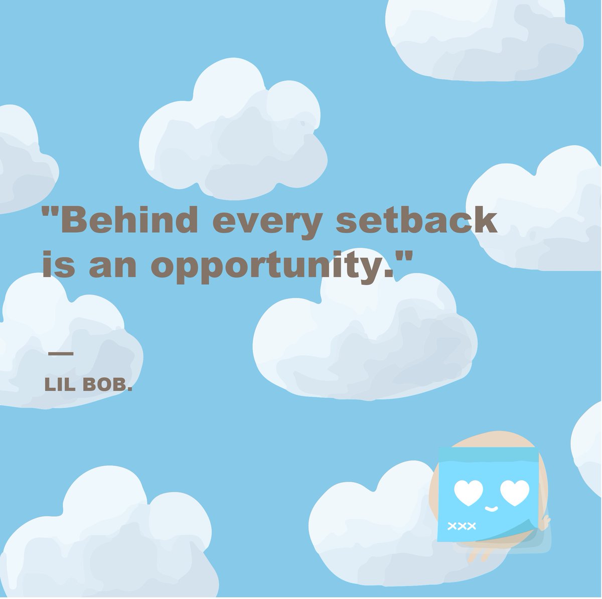 "Behind every setback is an opportunity."

Lil BOB is always full of energy to cheer you up. 
Check our discord for more! 
discord.gg/TbnQDS3MQv

#NFT #LilBobNFT #quote #love
