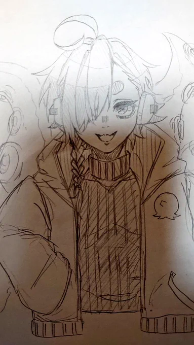 最近色塗りが嫌すぎて、デジタル描いてないや。
すまない····オリキャラ🐙君で許して。 