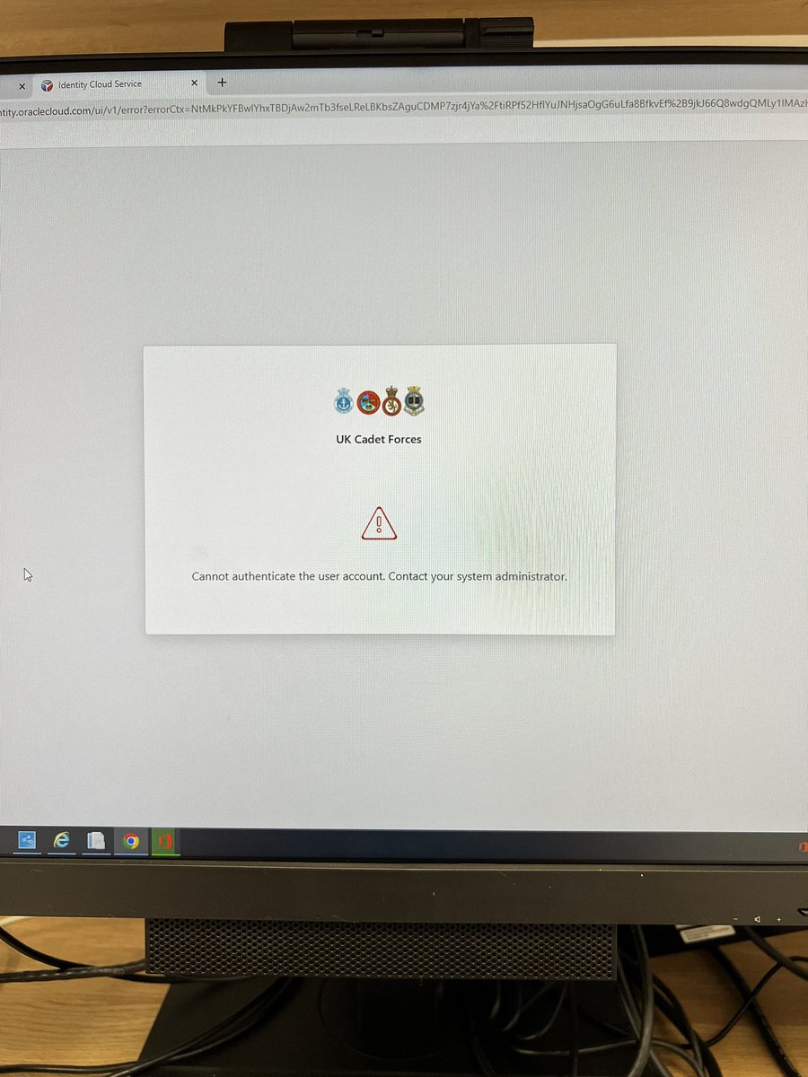 Please can someone help me. I can log on to defences gateway I click on the Army cadet forces application then I get this.