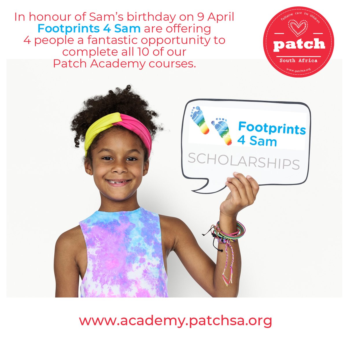 PatchPalliative's tweet photo. Footprints 4 Sam Scholarship application - application deadline extended - https://t.co/YHv1kNjW3p https://t.co/ogLWnEXd5P