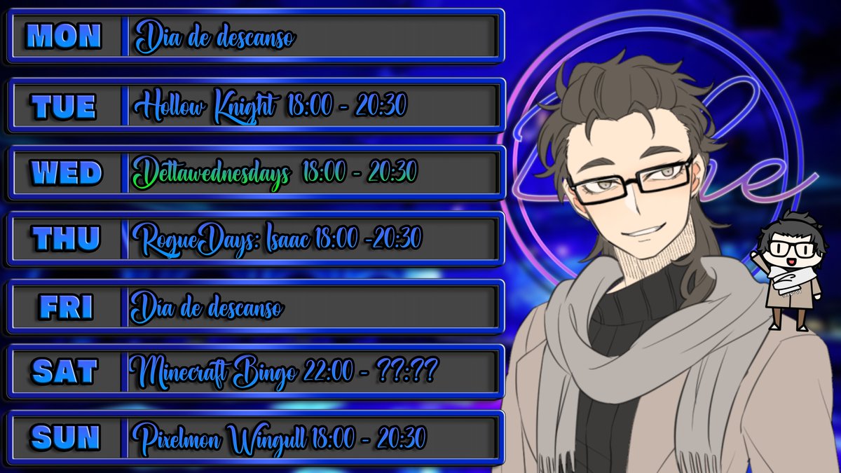 Lehe_vt's tweet image. ¿Que es esto? ¿Lehe actualizando un horario? Ya ves...y sin café que locura de semana.

Esta semana tendremos en mi canal Deltawednesdays con la compañía de 
@itami_miu y  @GtrTokiru.

Además, me complace anunciar que participaré en el evento #MinecraftBingo de @PaTiMineCollabo