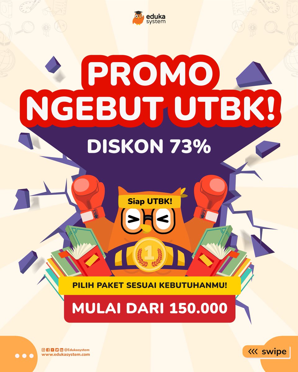 BuwhanEdu's tweet photo. GELOMBANG 1 ATAU GELOMBANG 2 NIHH KAMUU? TENANG, ADA PROMO BUAT DUA2NYA 🤩💥⁣⁣⁣
⁣⁣⁣
Saatnya ngebutttt belajar, sisa 22 HARI LAGI! Ambil promo Eduka sesuai sama gelombang UTBK kamu!! dijamin lebih irit anti buang-buang duit~

BELI SEKARANG
⏩ https://t.co/zu2PKwXJyj⁣⁣⁣ ⏪ https://t.co/E10YLLmRa5