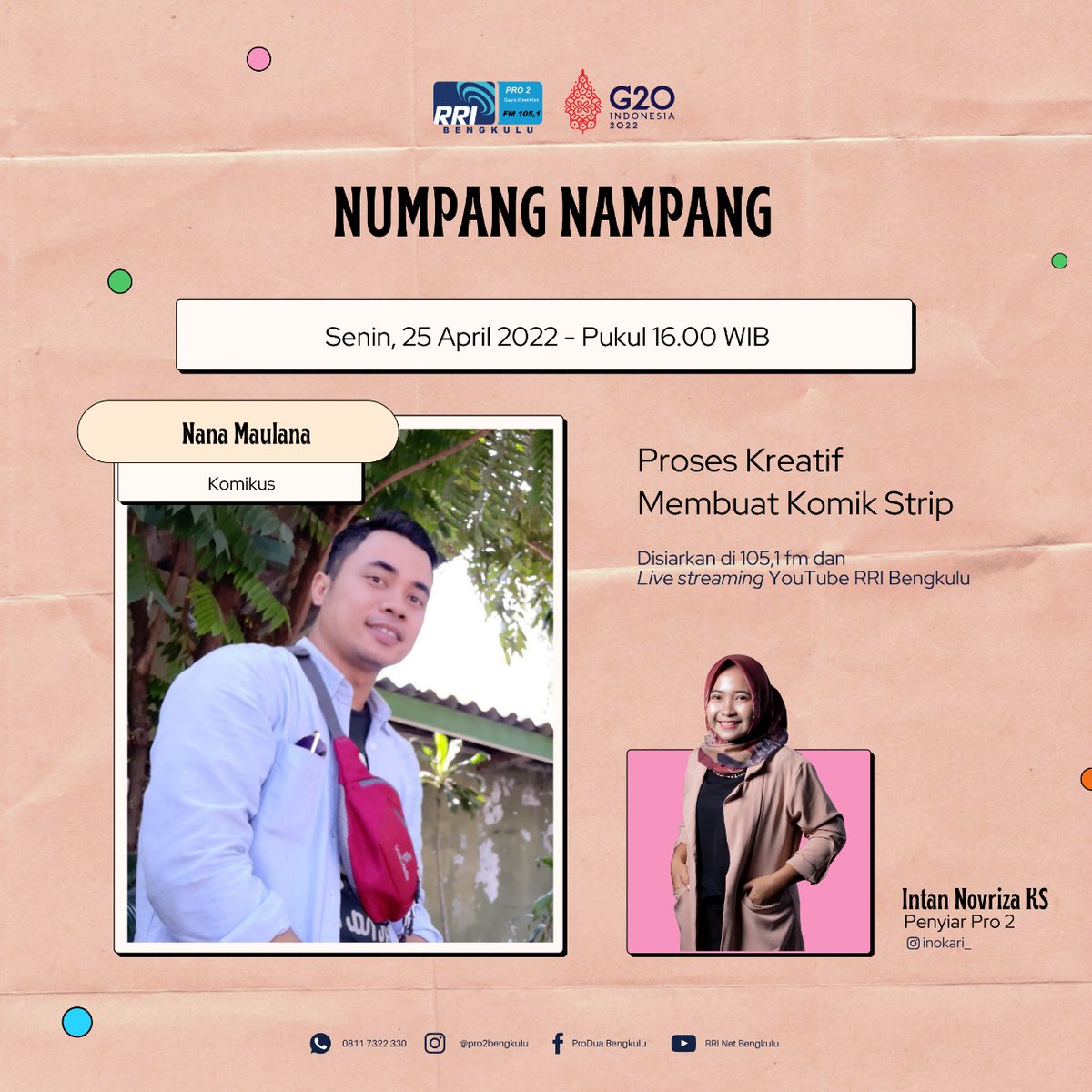 Beli baju baru bareng si Arip
Tak lupa juga beli celana
Nanti sore yuk ngobrolin komik strip
Bareng sama Kak Nana Maulana 👌🏻

#NumpangNampang #TempatNampangGenerasiKreatif