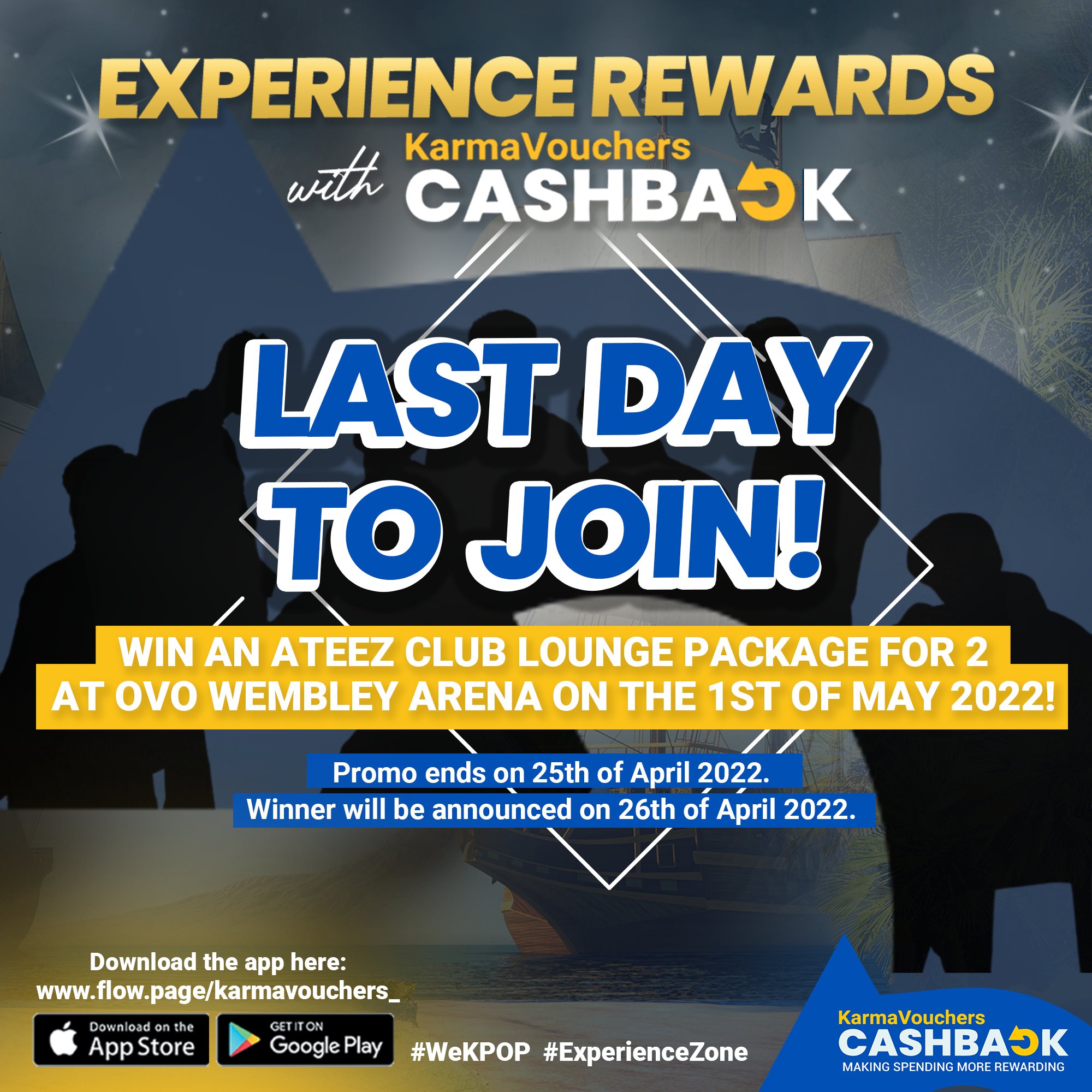 KV Cashback on Twitter: "Last chance to join Karma Cashback's  #ExperienceZone and win an #Ateez Club Lounge Package for two (2) at OVO  Wembley Arena, happening on the 1st of May 2022