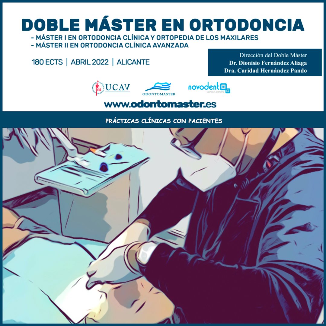 odontomaster_es's tweet photo. Doble Máster en Ortodoncia Clínica (90 + 90 créditos ECTS).
Formación personalizada, clases de hasta 16 alumnos y prácticas clínicas con pacientes.

Organizan: ODONTOMASTER y UCAV.
Sede: Alicante (España).

https://t.co/aq55Yq3Z2B
#masterortodoncia #postgrado #masterodontologia https://t.co/2vSZGBm0vd