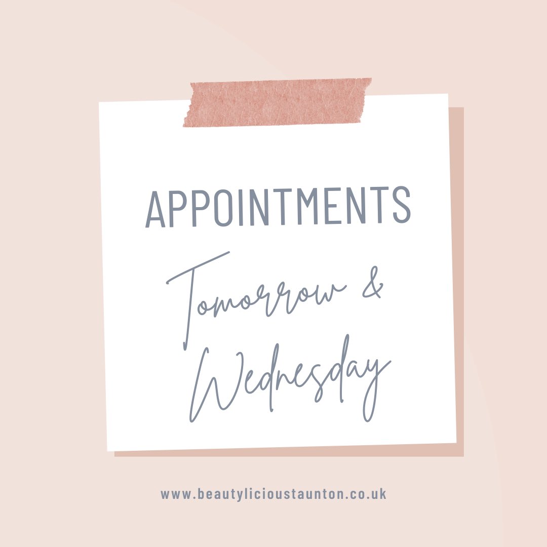 Availability tomorrow &amp; Wednesday due to cancellations #taunton #visittaunton #tauntonbeautysalon