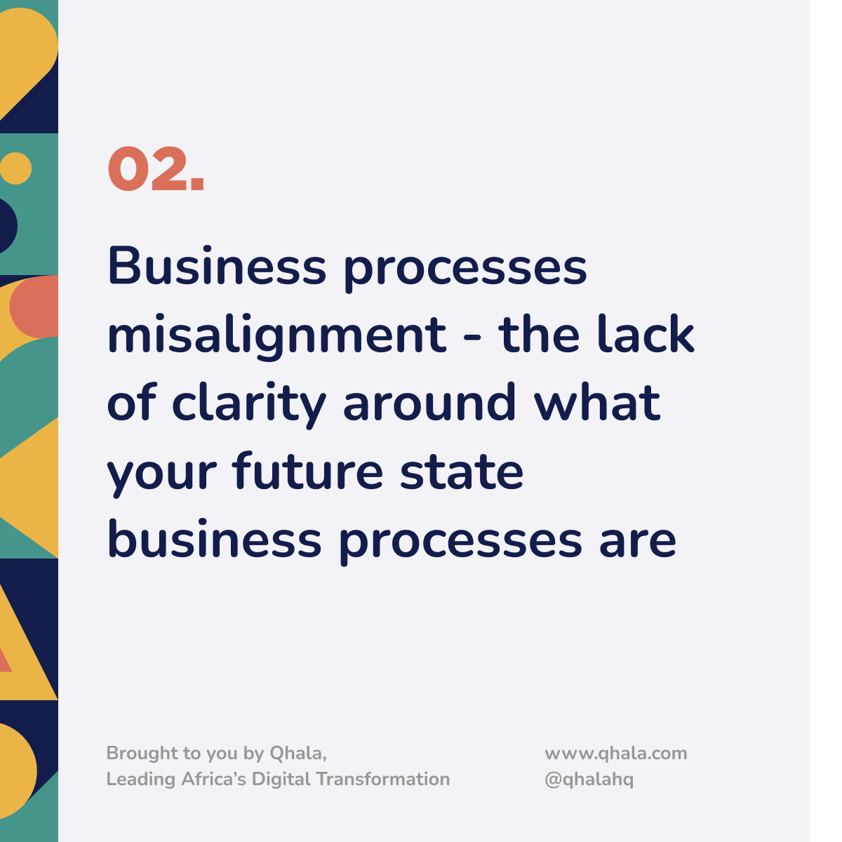 QhalaHQ's tweet photo. The THREE biggest reasons why Digital Transformations fail?
#TransformWithQhala #StrategicAlignment #BusinessTransformation #InnovateWithQhala https://t.co/wCUxeGOPFe