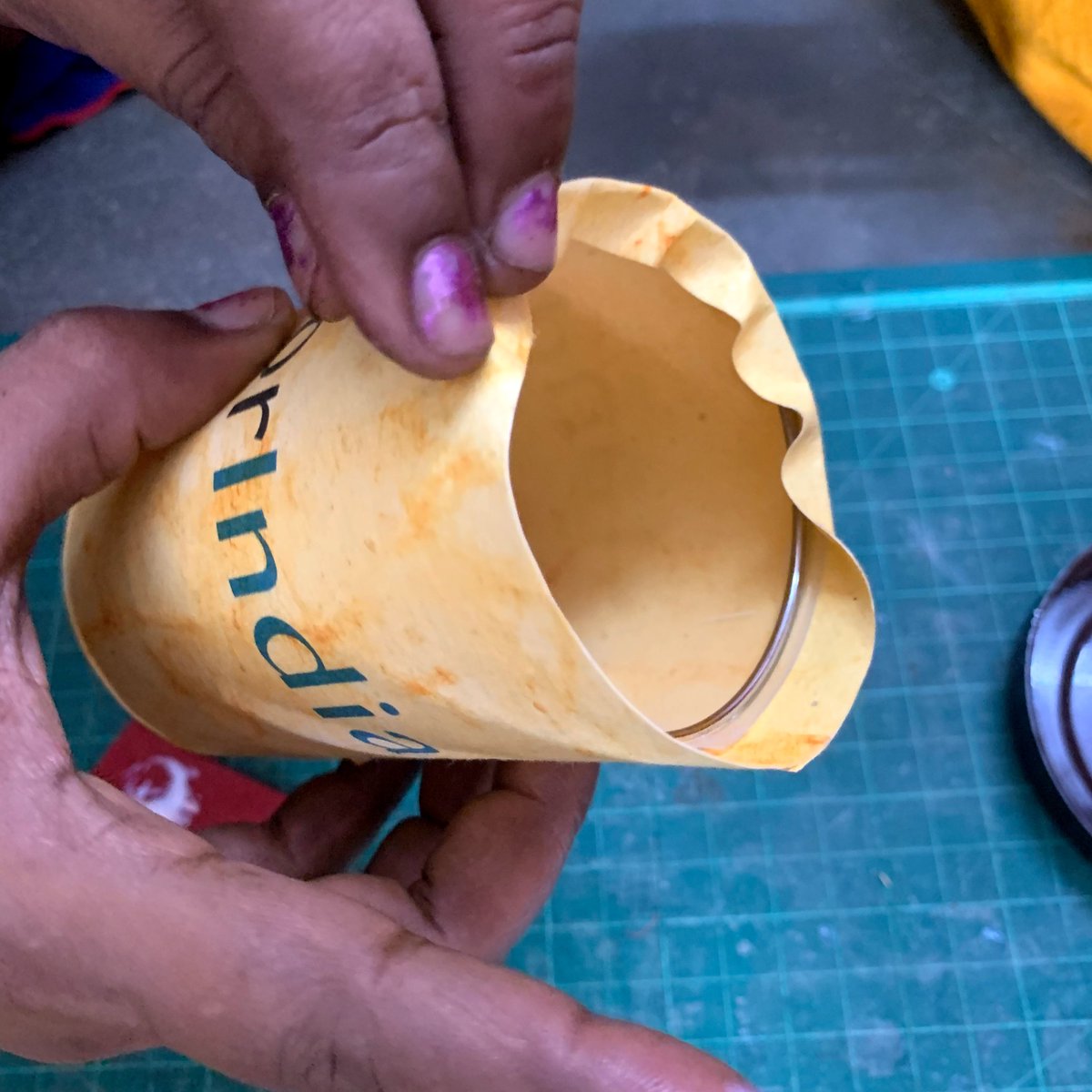 AfterTaste2012's tweet photo. The Artisans of Aftertaste meticulously designed a tea light guard signifying how these fellows shone like a beacon for the children and their families and stood up for India. 
#standupforindia #lightofknowledge #TogetherWeCan 
(2/3) https://t.co/Uz33O9NRE2