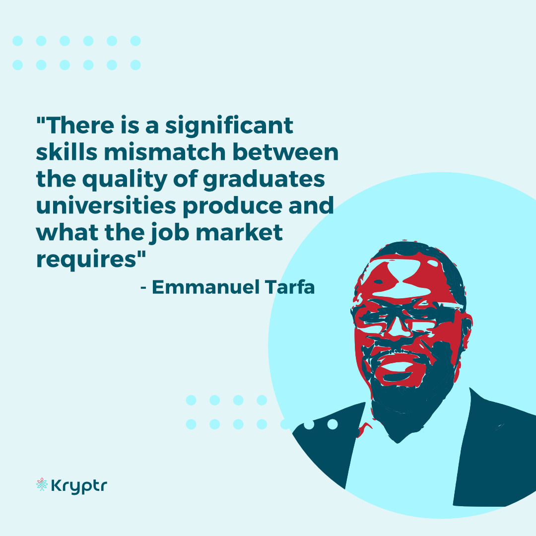 Kryptr_Learn's tweet photo. "There is a significant skills mismatch between the quality of graduates universities produce and what the job market requires" - Emmanuel Tarfa

Visit https://t.co/C5UCRky6ck to find out more
#SecureYourBag #Competencies #10XTalent #Changemakers #Youthservice #Corporateninja https://t.co/7F5JPLXLBD