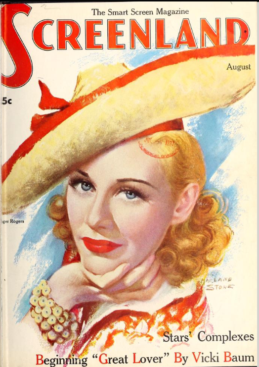 SoScarlett1's tweet photo. Ginger Rogers looking festive as a cover girl for Screenland. #GINGERROGERS #oscars #classicmoviestars #GoldenAgeofHollywood #oldhollywood #FREDANDGINGER #kittyfoyle #flyingdowntorio #oldhollywood #stagedoor https://t.co/M7cRkQjN0G