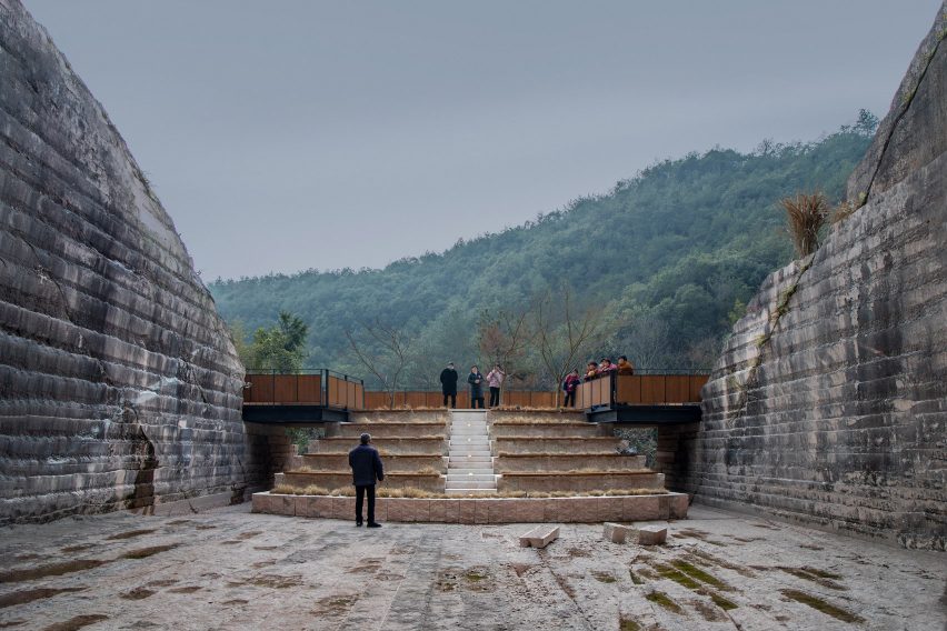 Chinese studio DnA_Design And Architecture have transformed a series of former stone quarries in Zhejiang Province into cultural spaces, making sensitive insertions into their grand hand-carved interiors. #interiors #architecture #design
