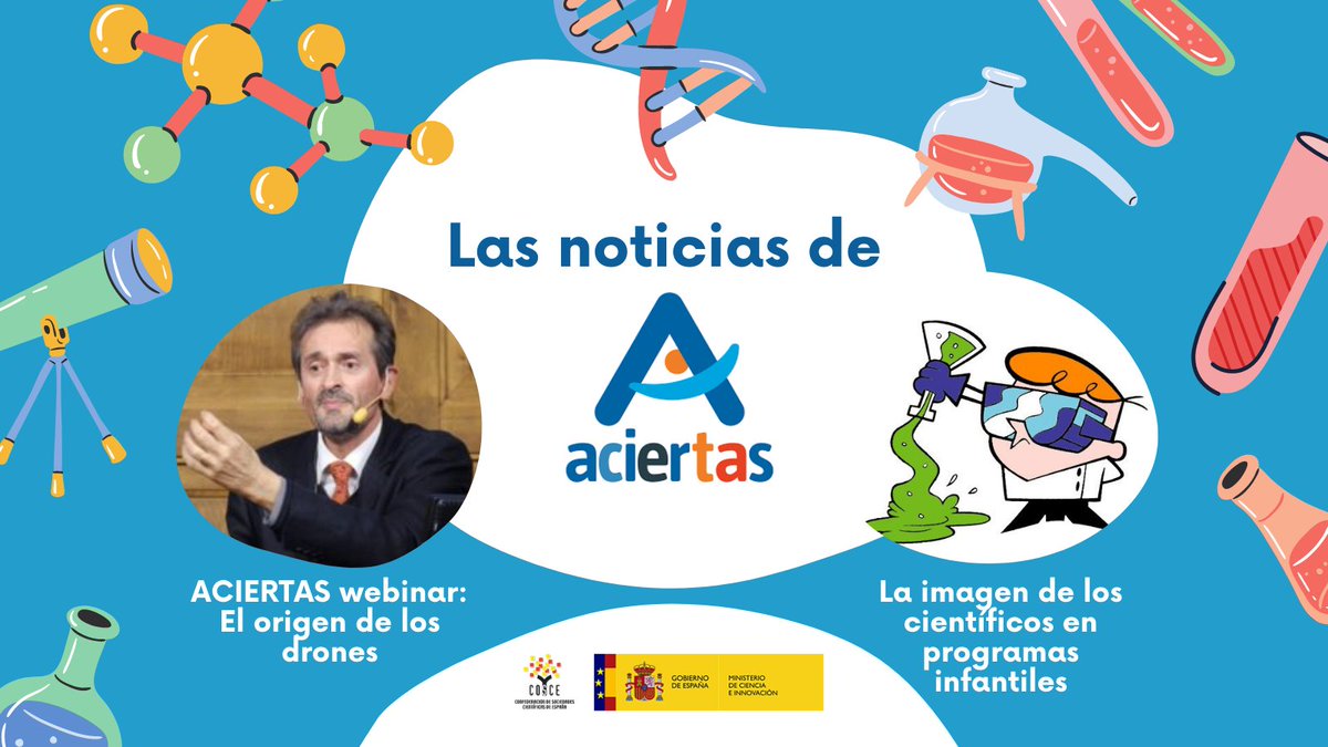 ACIERTAS (@aciertasred) on Twitter photo ¡En las noticias de ACIERTAS <a href="/COSCEorg/">Confederación de Sociedades Científicas de España</a> de esta semana hablamos de la imagen de los científicos en los programas infantiles🧑🔬, traemos nuevas experiencias sobre el sistema digestivo👅y te invitamos a un ACIERTAS webinar sobre el origen de los drones 🖥️ !
📰mailchi.mp/a7ba56015a04/c… ¡En las noticias de ACIERTAS <a href="/COSCEorg/">Confederación de Sociedades Científicas de España</a> de esta semana hablamos de la imagen de los científicos en los programas infantiles🧑🔬, traemos nuevas experiencias sobre el sistema digestivo👅y te invitamos a un ACIERTAS webinar sobre el origen de los drones 🖥️ !
📰mailchi.mp/a7ba56015a04/c…