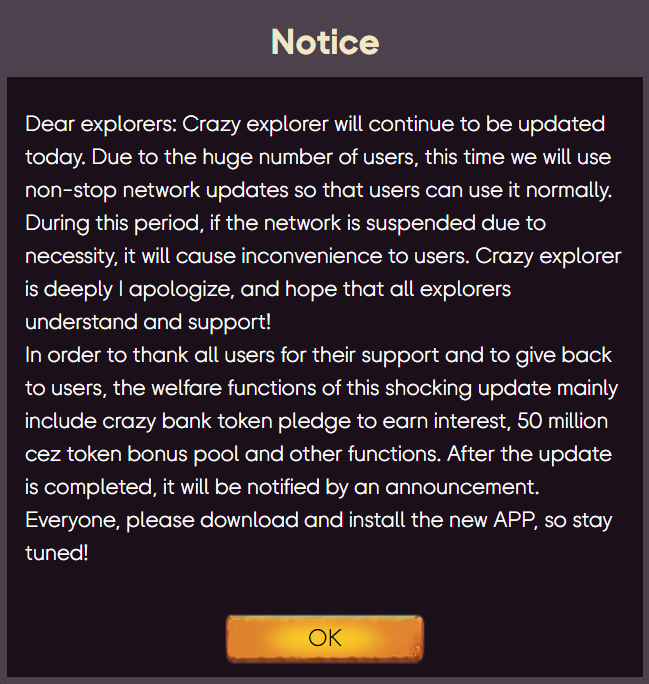 czerExplorer's tweet photo. ⚠️Dear #Explorers!!

Please download and install the new app! And stay tune! #CrazyExplorer #blockchain #NFT #gamefi https://t.co/H5ujbCH370