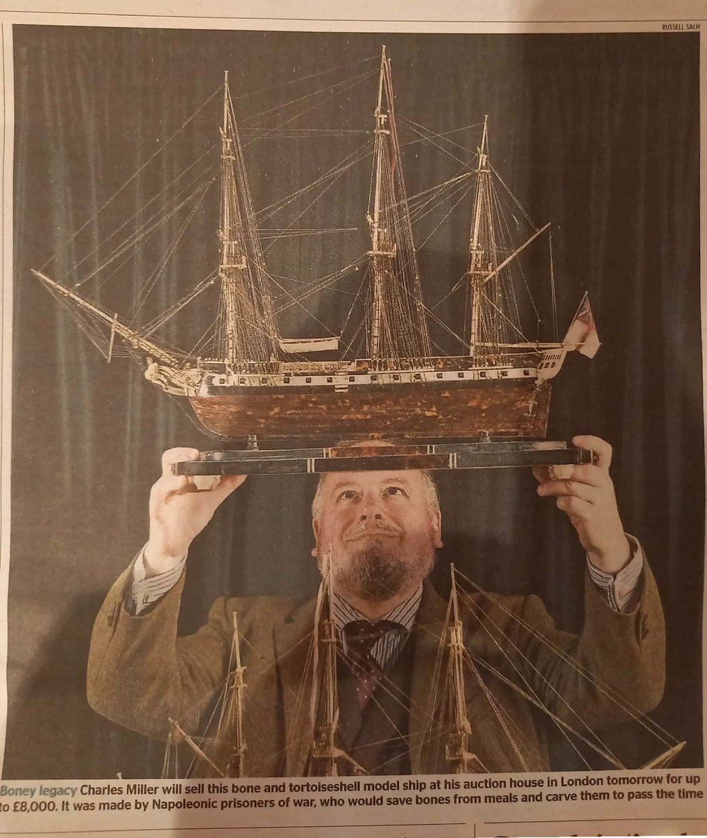 CharlesMillerLt's tweet photo. Wow - great waking up to see this fine Napoleonic ship in today's @thetimes. This modelling malarkey could go to my head if I wasn't so busy ahead of tomorrow's auction! #Auction #News #photography #model #modelling #photo #maritime #AprilAuction #TheTimes #Newspaper https://t.co/3LammnLAp7