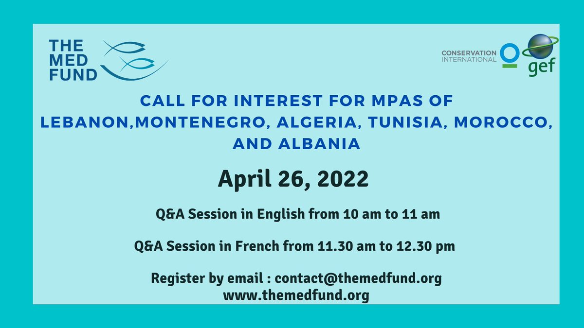 Pour préparer vos candidatures à l'appel à manifestation d'intérêt, l'équipe du MedFund vous propose une session de questions-réponses le 26 avril  à 10h00 en anglais et à 11h30 en français (CEST). 
👉Inscrivez-vous par email contact@themedfund.org