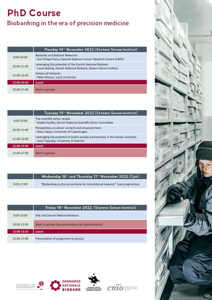 NationalBiobank's tweet photo. Happy to announce that this year's PhD course in biobanking is now open for enrolment: 
https://t.co/3rt1QXOLOT https://t.co/aflPcLJ75r