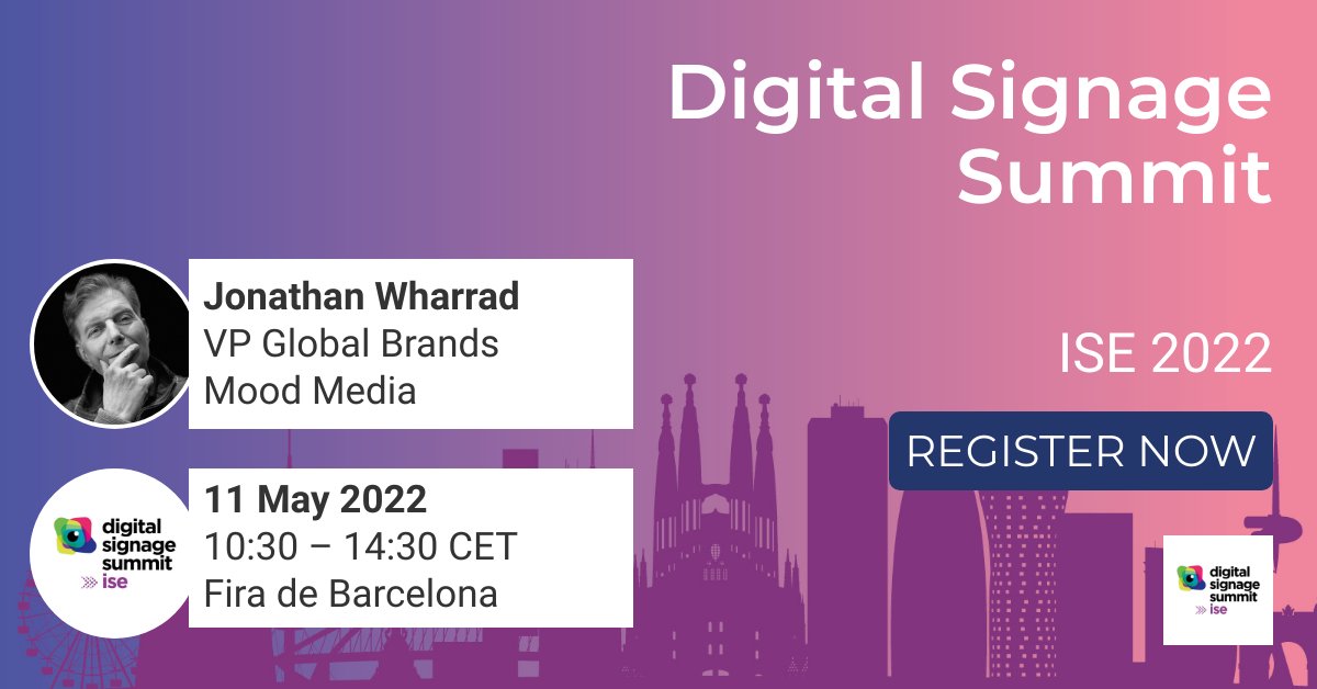 moodmediaEMEA's tweet image. Jonathan Wharrad interviendra lors du congrès Integrated Systems Europe (@ISE_Show) lors du #DSS2022 le 11 mai 🗓️

Il discutera de la #signalisationnumérique et de l'#affichagenumérique.

Nous sommes impatients de vous y rencontrer et de vous partager nos feedbacks ! 

#ise2022