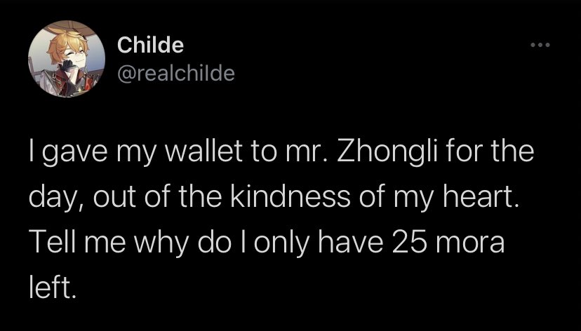 ragnvidrr's tweet photo. the poor man actually has 25 coins of mora left https://t.co/wuInfyikMU