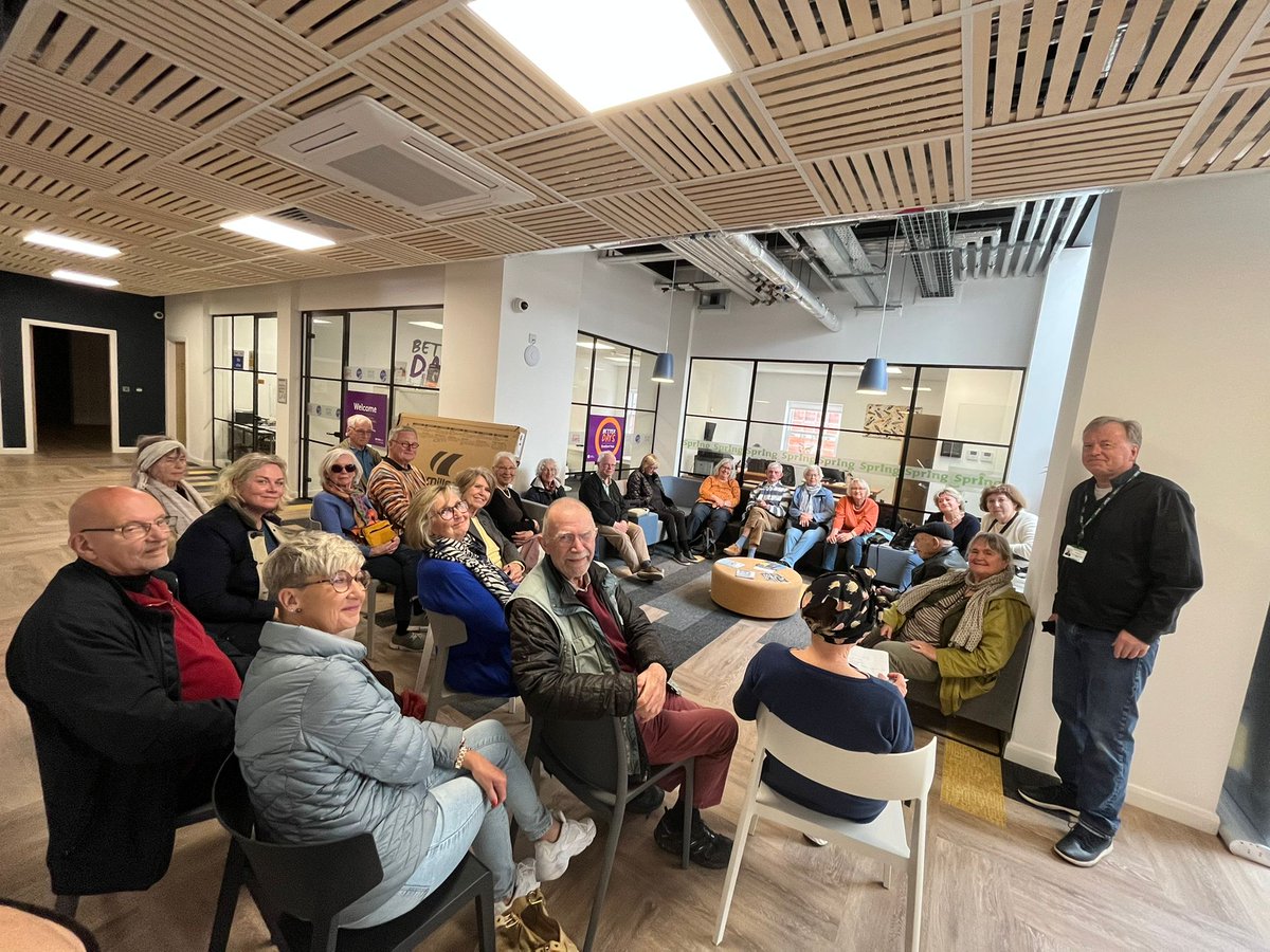 SpringHousing's tweet photo. On Friday the Fred Winter Centre welcomed a group of retired journalist who have travelled from Denmark to visit Warwickshire and wanted to experience ‘something different’ and real! #FWC #StratforduponAvon #homelessness #Cosharing #Support #partnership https://t.co/j2zvdxCiBi