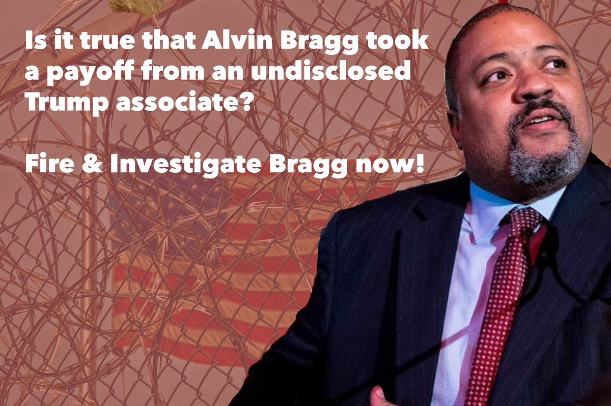 freeusfrom's tweet photo. @chbrkr Corrupt #NewYork Attorney General #AlvinBragg has been accused of taking a #payoff from an unknown #Trump associate. Do your job and #IndictTrump
#DoYourJob #RemoveBragg #RecallAlvinBragg #InvestigateAlvinBragg https://t.co/eoXD6NhRoT