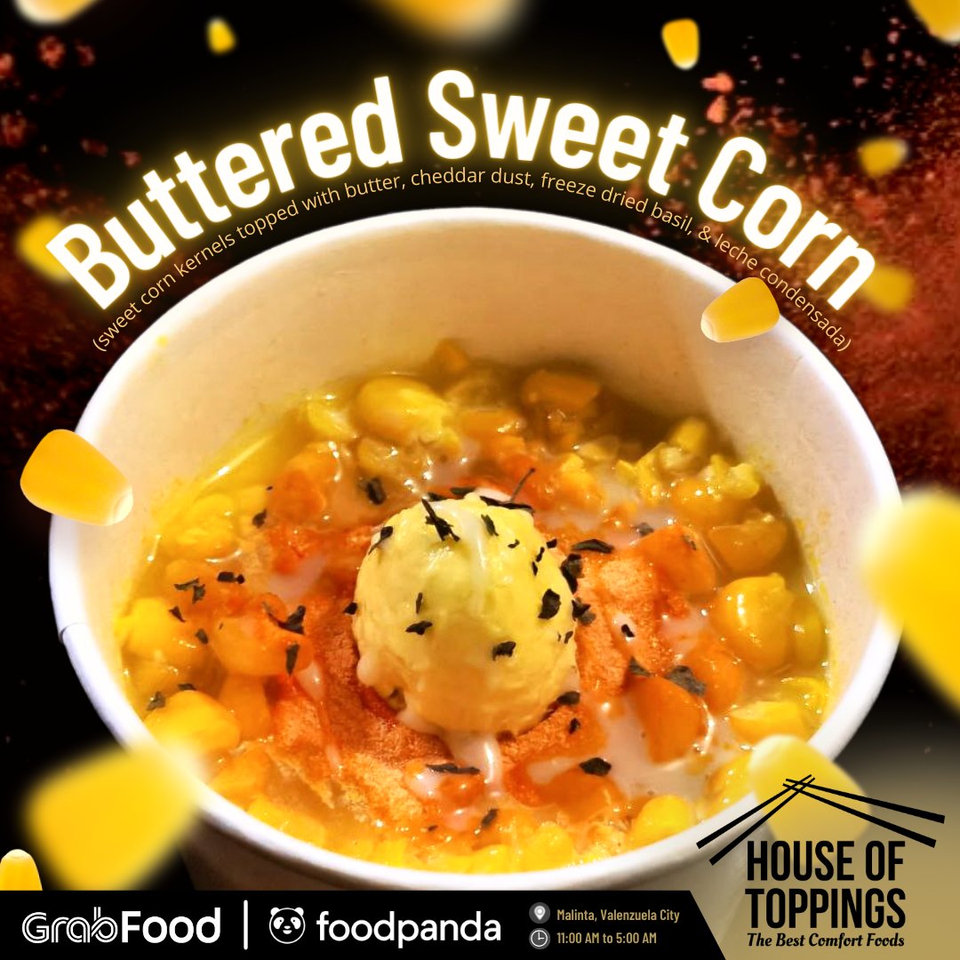 HouseOfToppings's tweet photo. LEVEL UP your foodtrip experience with our unique &amp; gourmet version of Buttered Sweet Corn Con Queso! Try it today. 🌽💛😋

Location: Malinta, @valenzuelacity
#TheBestComfortFoods
#HouseOfToppings https://t.co/eFwUgBCMij